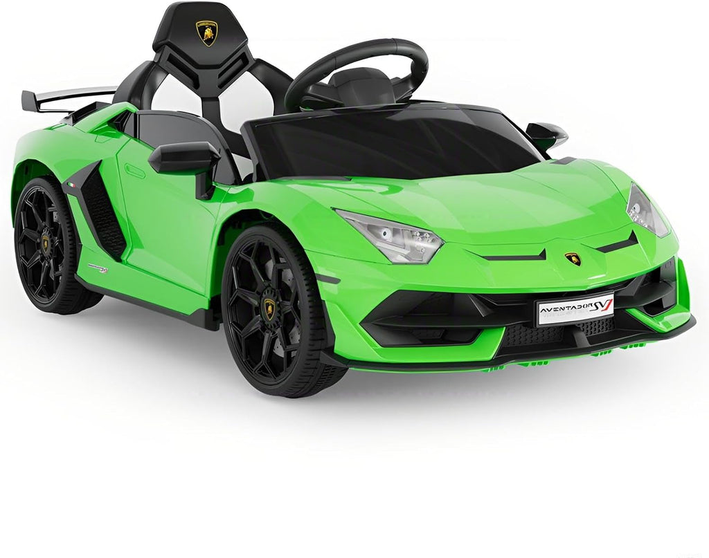 Garvee 12V Kids Electric Car with Remote Control, LED Lights & Sound System - Licensed Lamborghini Battery Powered Ride-On Toy for Boys & Girls (Green)