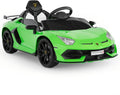 Garvee 12V Kids Electric Car with Remote Control, LED Lights & Sound System - Licensed Lamborghini Battery Powered Ride-On Toy for Boys & Girls (Green)
