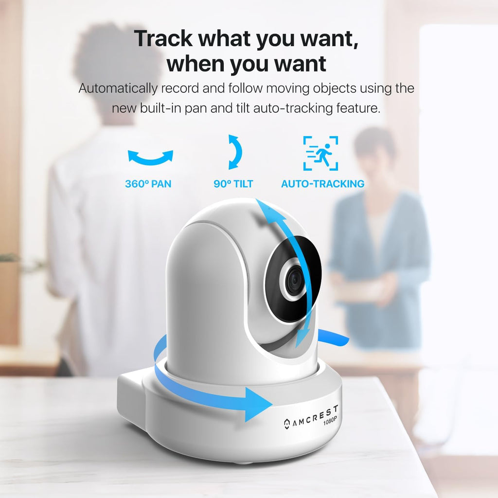 Amcrest Pack of 2, ProHD 1080P WiFi/Wireless IP Security Camera IP2M-841 Pan/Tilt, 2-Way Audio, Optional Cloud Recording, Full HD 1080P 2MP, Super Wide 90° Viewing Angle, Night Vision (White)