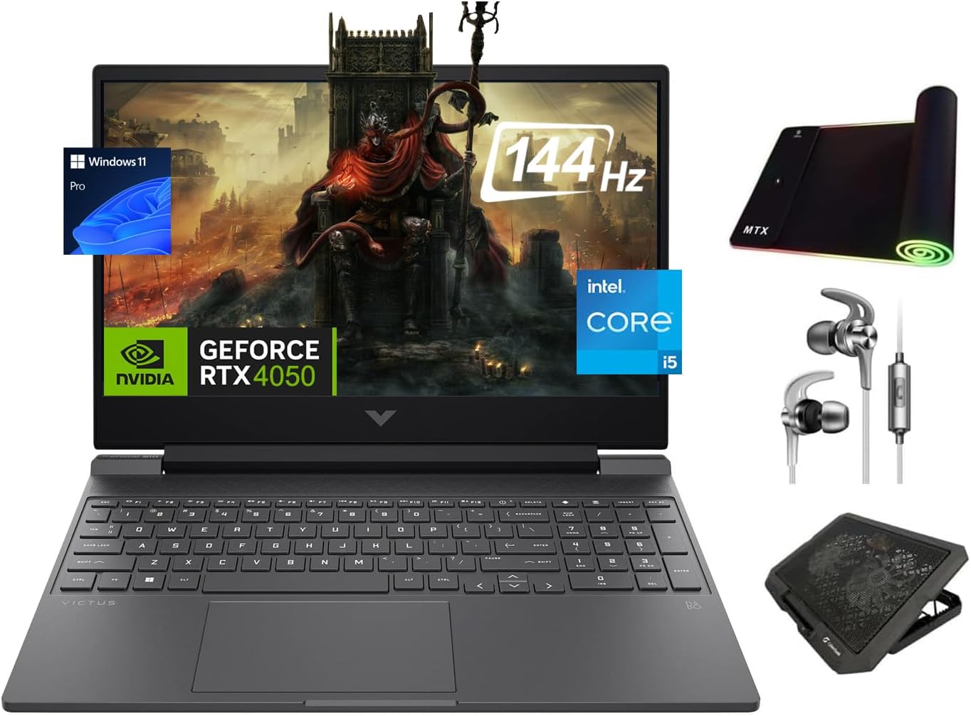 HP Victus Gaming Laptop, 15.6' 144Hz FHD, 8-Core Intel i5-13420H, NVIDIA RTX 4050 6GB GPU, 16GB RAM, 1TB SSD, Backlit KB, WiFi 6, Webcam, KeyPad, USB-C, 3-in-1 Essential Gaming Bundle, Win 11 Pro