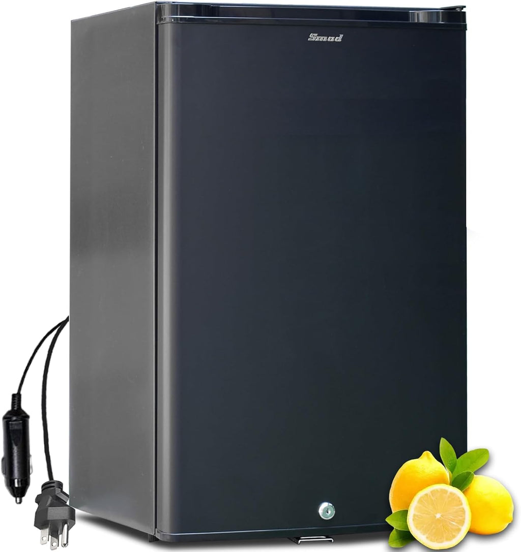 12V RV Refrigerator with Lock, Compact Refrigerator 1.7 Cu.Ft, 12V Mini Fridge with Lock, Silent Semi Truck Refrigerator, Small Fridge with Reversible Door, for RV, Camping, Boat Use