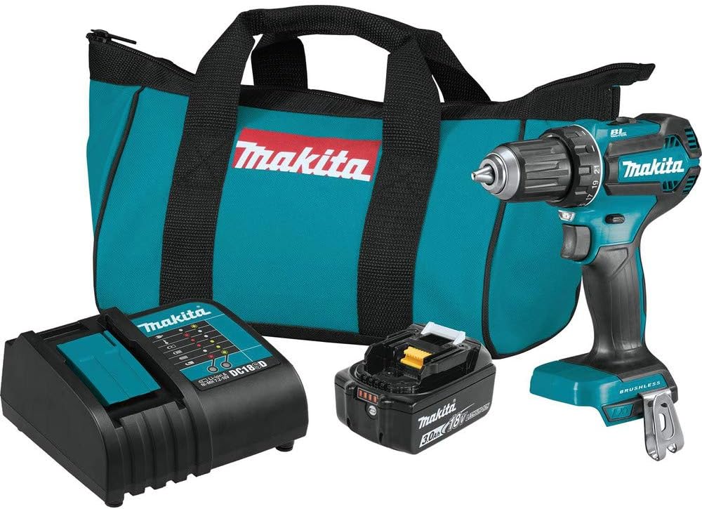 Makita XFD131 18V LXT® Lithium-Ion Brushless Cordless 1/2' Driver-Drill Kit (3.0Ah), Variable Speed