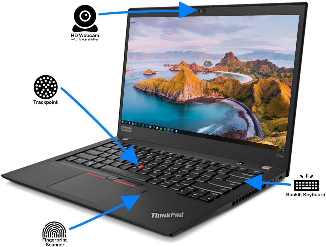 Lenovo ThinkPad T14s Gen 1 14' 1920X1080 FHD Laptop, Intel Core i7-10610U 16GB RAM 1TB NVMe SSD Webcam, Backlit Keyboard, Windows 11 Pro (Renewed)
