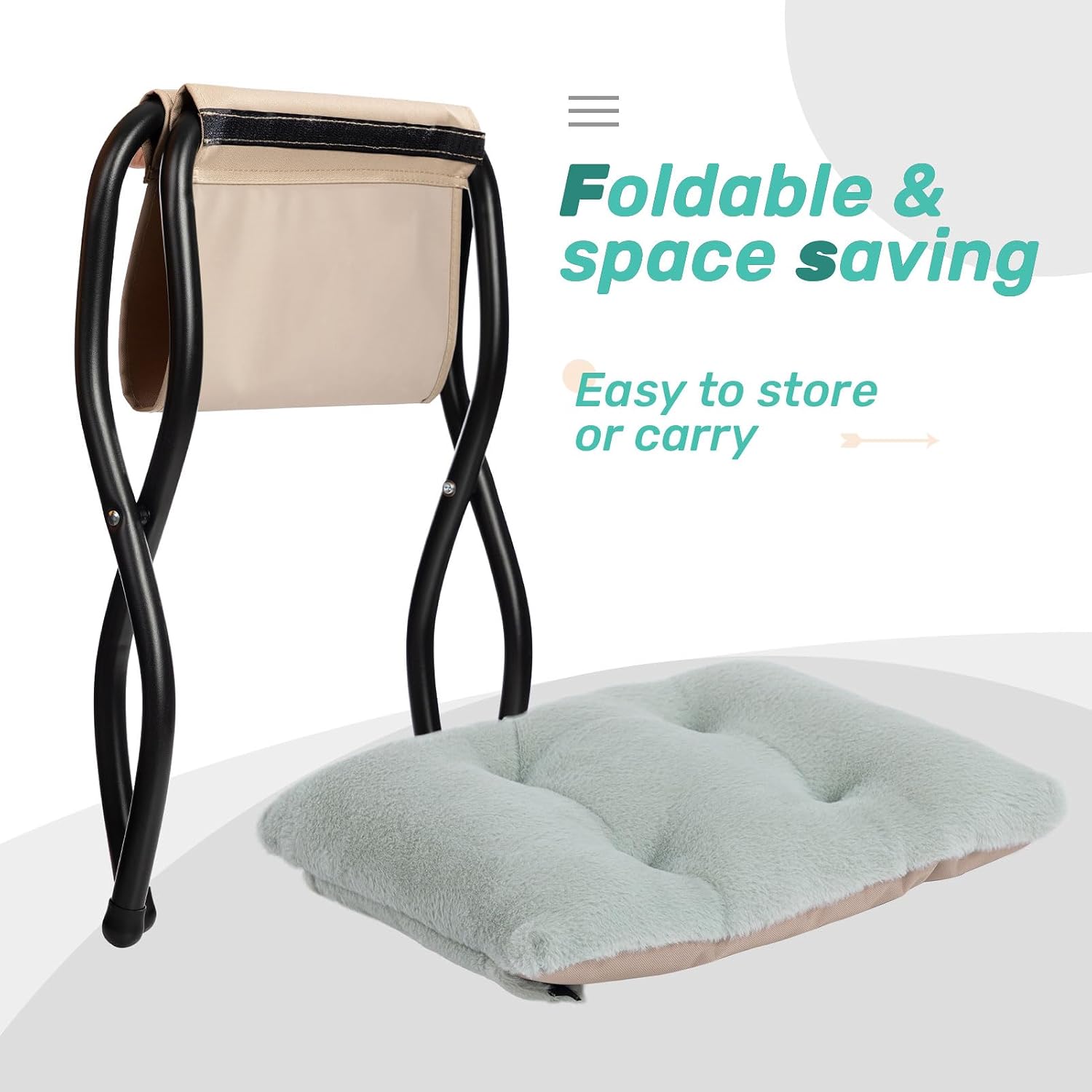 HollyHOME Lazy Chair with Foldable Ottoman, Accent Comfy Lounge Armchair and Folding Footrest Stool, Leisure Sofa Reading Chair and Footstool for Living Room, Bedroom, Dorm,Faux Fur Pea Green