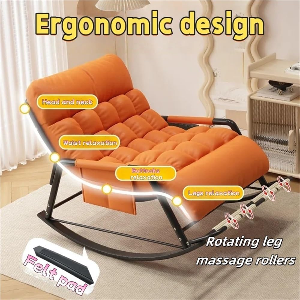 Indoor Outdoor Patio Rocking with Cushion, ChairsOversized Modern Rocker Chairs, Double Papasan Chair, Ergonomic Lounge for Living Room, Bedroom, Patio, Garden (Orange, Oversized)