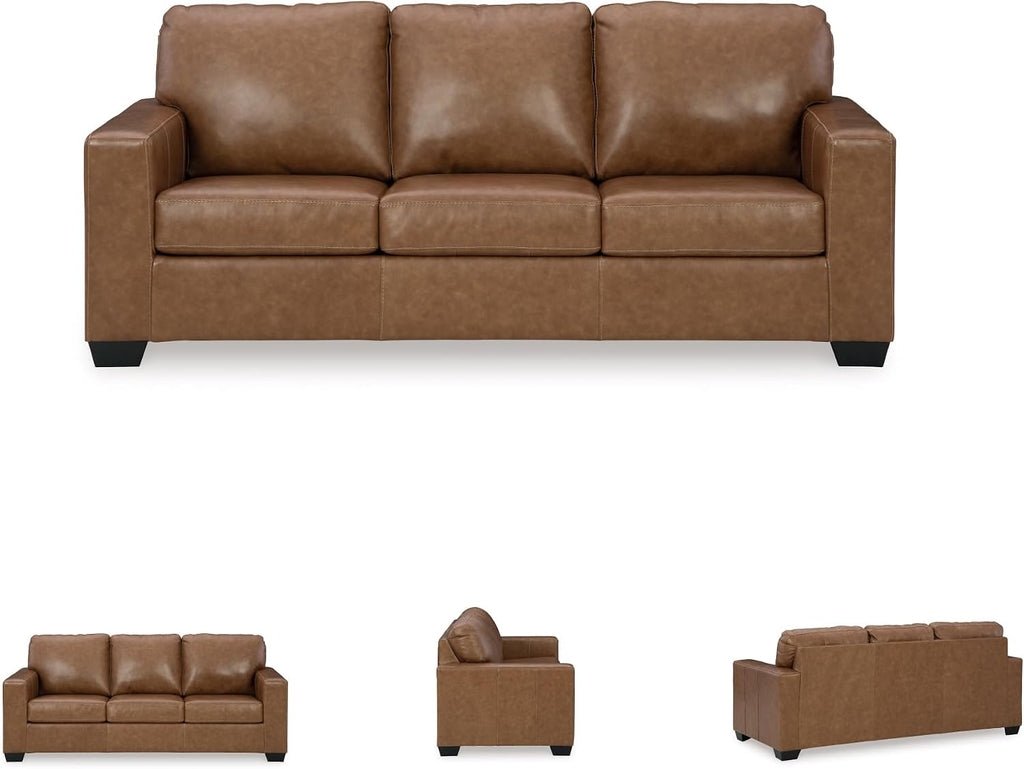 Signature Design by Ashley Bolsena Contemporary Leather Match Sofa, Dark Brown