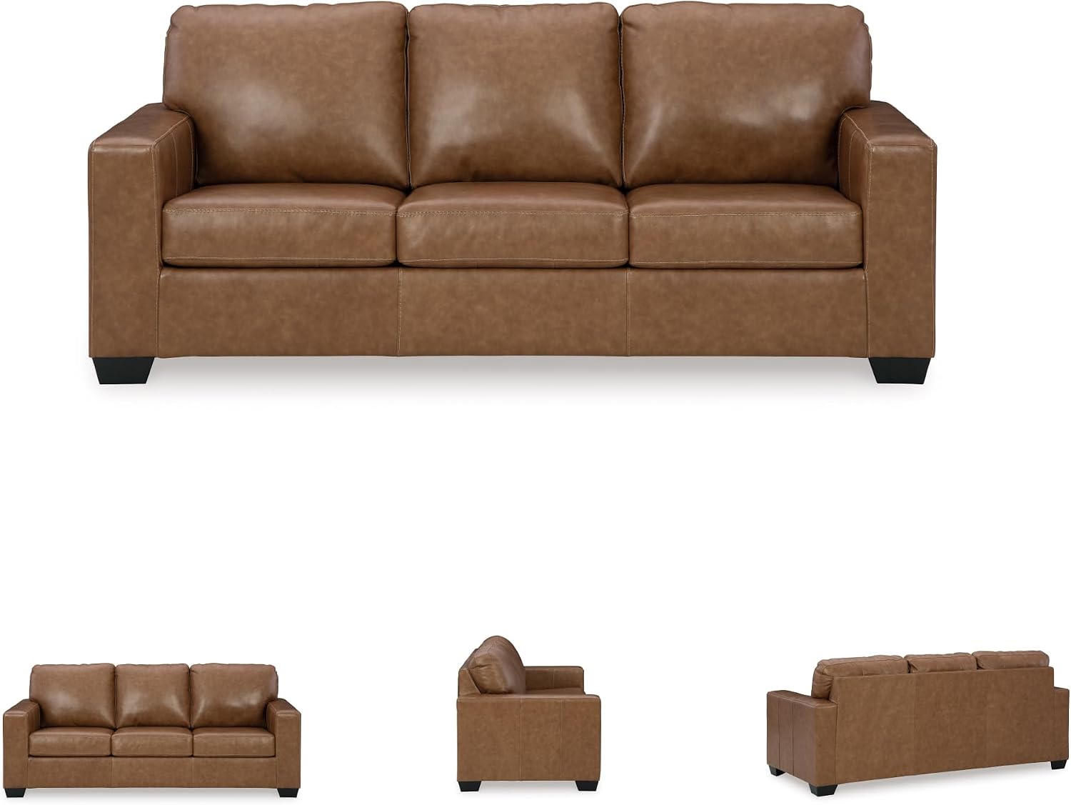 Signature Design by Ashley Bolsena Contemporary Leather Match Sofa, Dark Brown