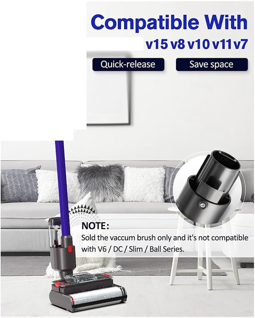 Electric Wet Dry Mopping Head，Compatible for Dyson，V15 V8 V7 V10 V11 Vacuum Cleaner, Automatic Cleaning Roller Brush for Hard Floor