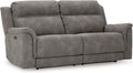 Signature Design by Ashley Next-Gen DuraPella Power Reclining Sofa, USB, Extended Ottoman, Water Repellent Faux Leather, 80' W x 42' D x 42' H, Slate Gray