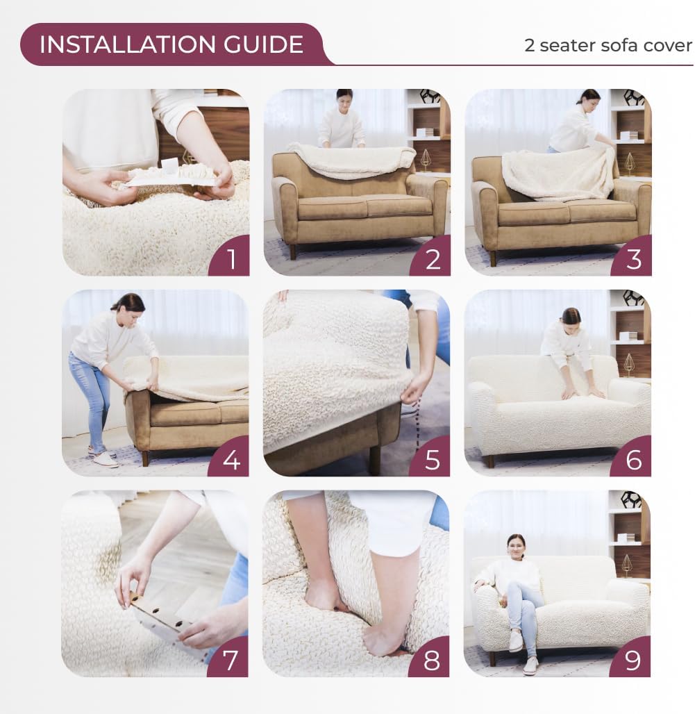 PAULATO BY GA.I.CO. Loveseat Slipcover - Oversized Chair Cover - Stretch Couch Cover - Cushion Love Seat Sofa Cover - 1-Piece Form Fit Washable Protector - Microfibra Collection - Marsala