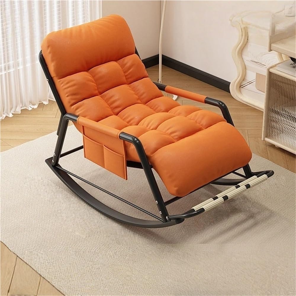 Indoor Outdoor Patio Rocking with Cushion, ChairsOversized Modern Rocker Chairs, Double Papasan Chair, Ergonomic Lounge for Living Room, Bedroom, Patio, Garden (Orange, Small)