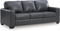 Signature Design by Ashley Bolsena Contemporary Leather Match Sofa Sleeper with Loose Seat Cushions and Bi-Fold Memory Foam Mattress, Queen, Gray