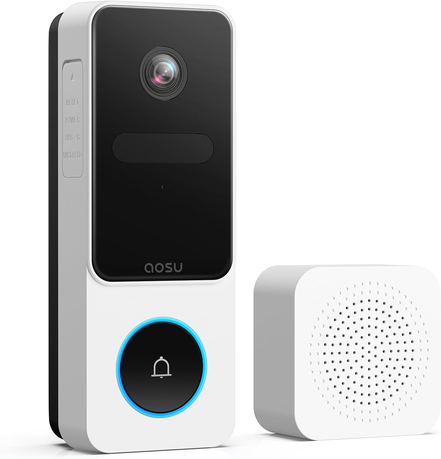 AOSU Home Security System DIY Kit, SolarCam D1 Classic 4 Kit + Doorbell Camera Wireless + 2K Indoor Camera