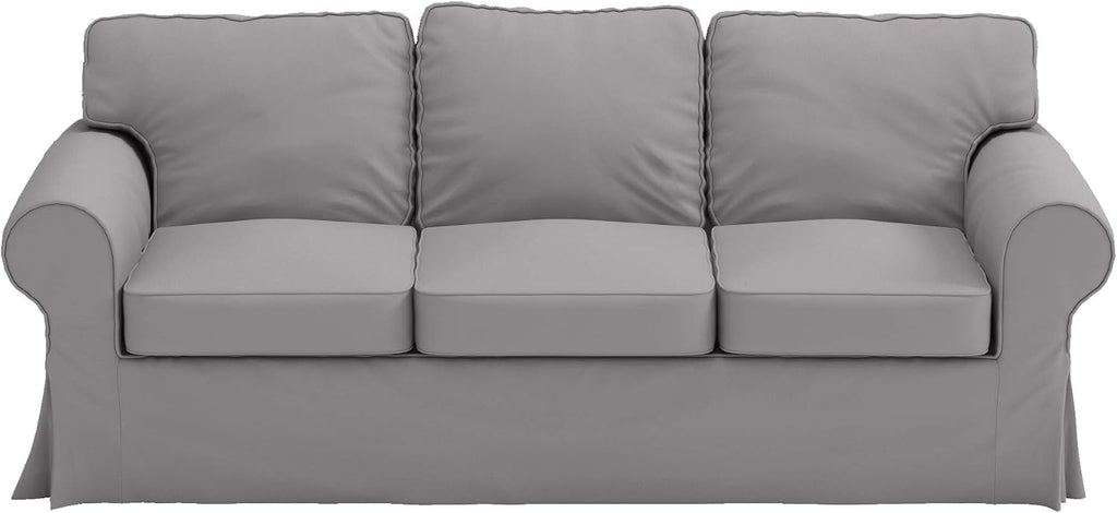 Heavy Cotton Ektorp 3 Seat Sofa Cotton Cover Replacement Compatible with IKEA Ektorp Three Seat Sofa Slipcover (Light Gray Durable Cotton)