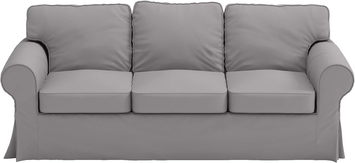 Heavy Cotton Ektorp 3 Seat Sofa Cotton Cover Replacement Compatible with IKEA Ektorp Three Seat Sofa Slipcover (Light Gray Durable Cotton)