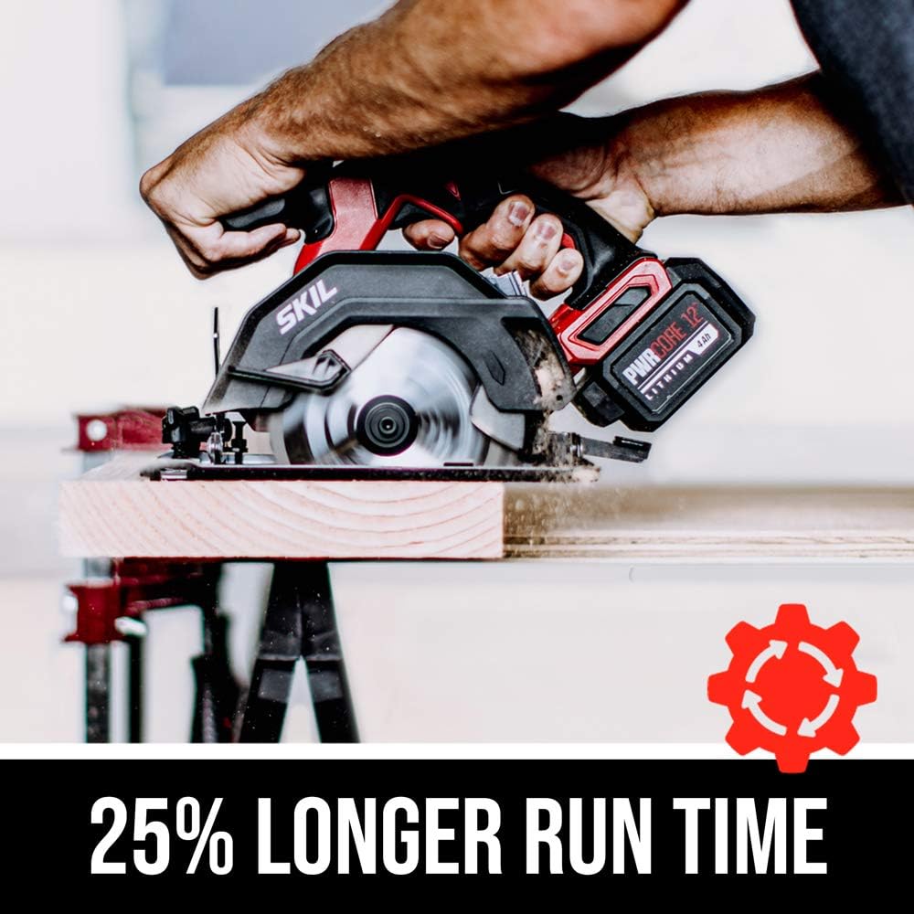 SKIL 2-Tool Kit: PWRCore 12 Brushless 12V 1/2 Inch Cordless Drill Driver and 5-1/2 Inch Brushless Circular Saw, with 4.0Ah Lithium Battery and PWRJump Charger - CB742701