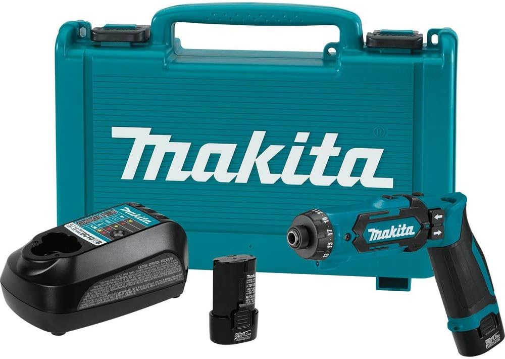 Makita DF012DSE 7.2V Lithium-Ion Cordless 1/4' Hex Driver-Drill Kit with Auto-Stop Clutch