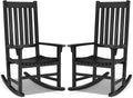 Giantex Rocking Chair Acacia Wood Frame Outdoor& Indoor for Garden, Lawn, Balcony, Backyard and Patio Porch Rocker (2, Black)
