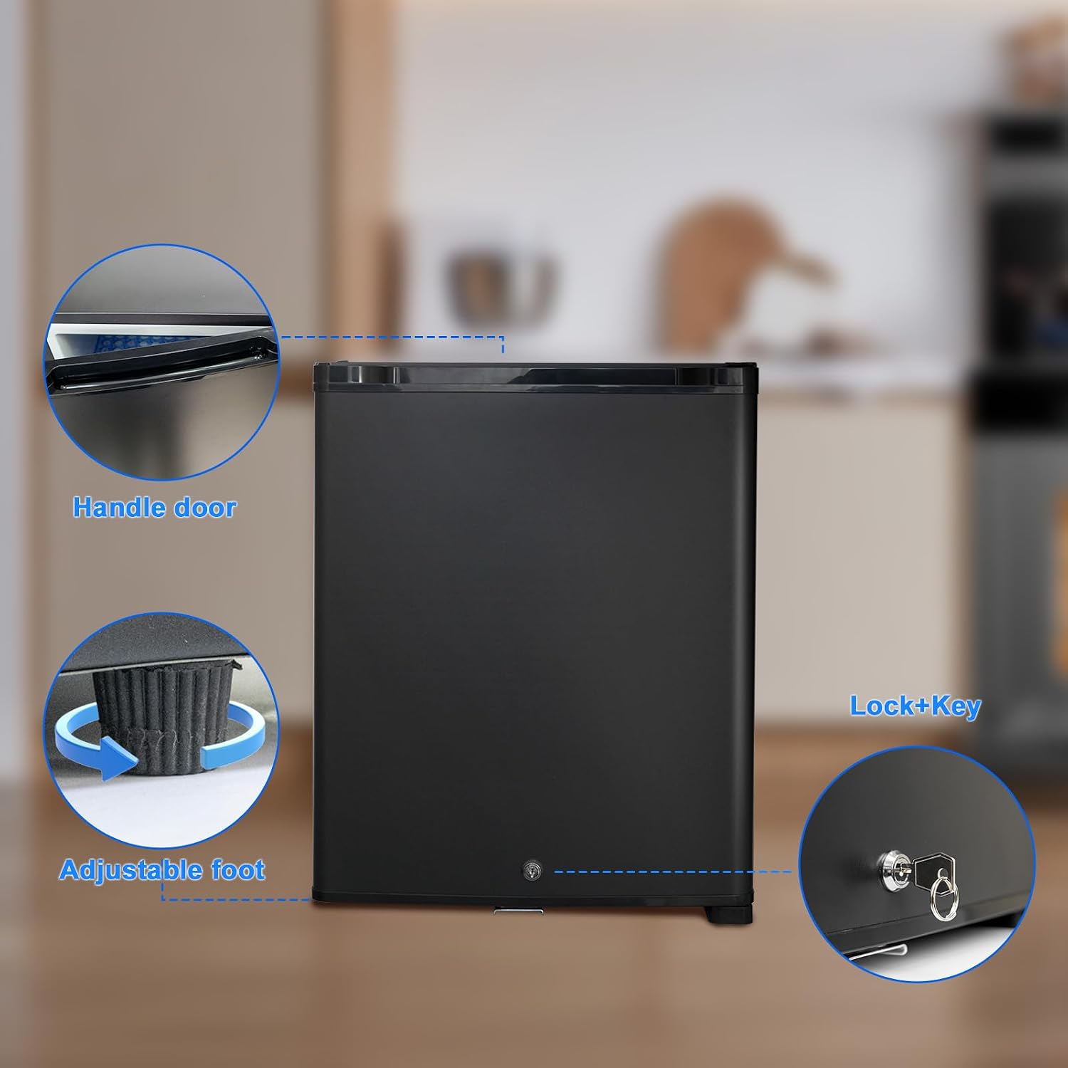 12V Refrigerator 1.0 Cu.Ft, AC/DC Mini Fridge with Lock, Reversible Door, Quiet Small Refrigerator for Bedroom Office RV Camper Semi Truck