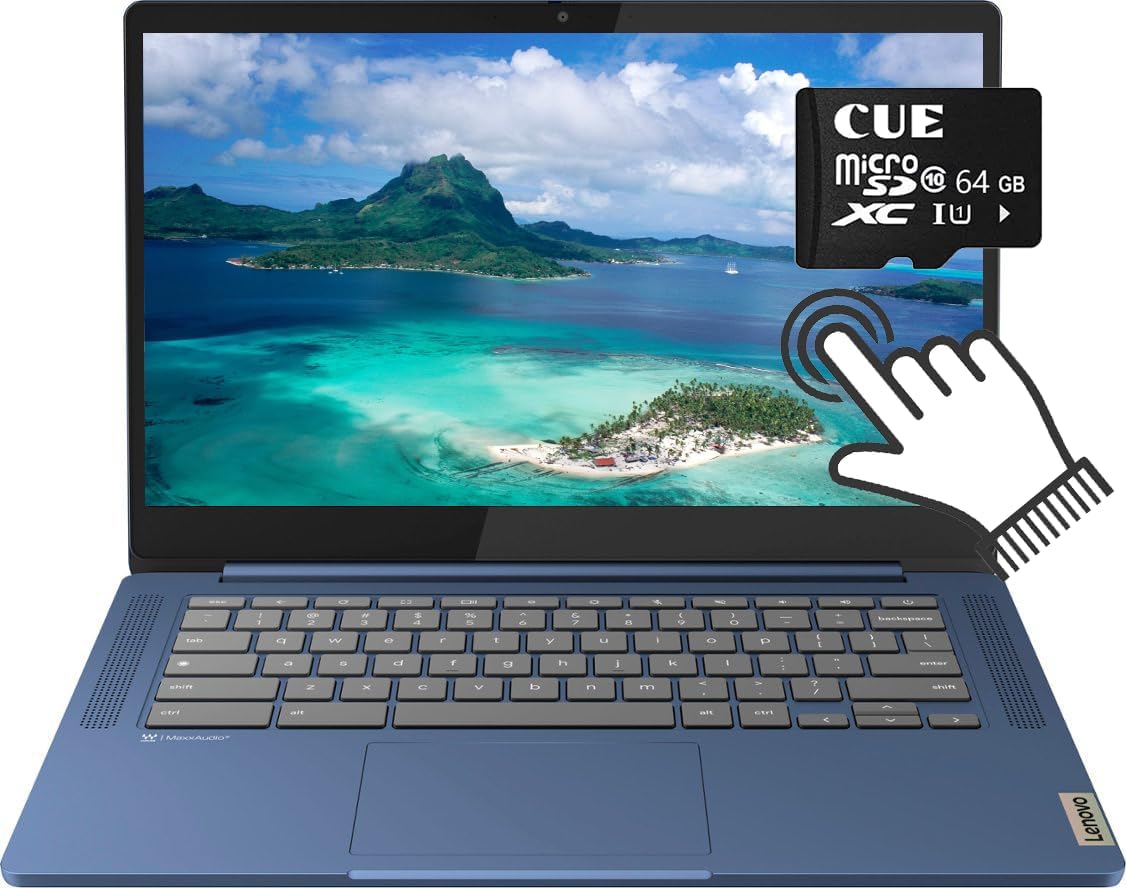 Lenovo 2023 Ideapad Slim 3 14' FHD Touchscreen Chromebook Laptop, 8-Core MediaTek Kompanio 520, 4GB RAM, 128GB Storage(64GB eMMC + 64GB Micro SD), WiFi6, 13.5hr Battery Life, Webcam, Chrome OS