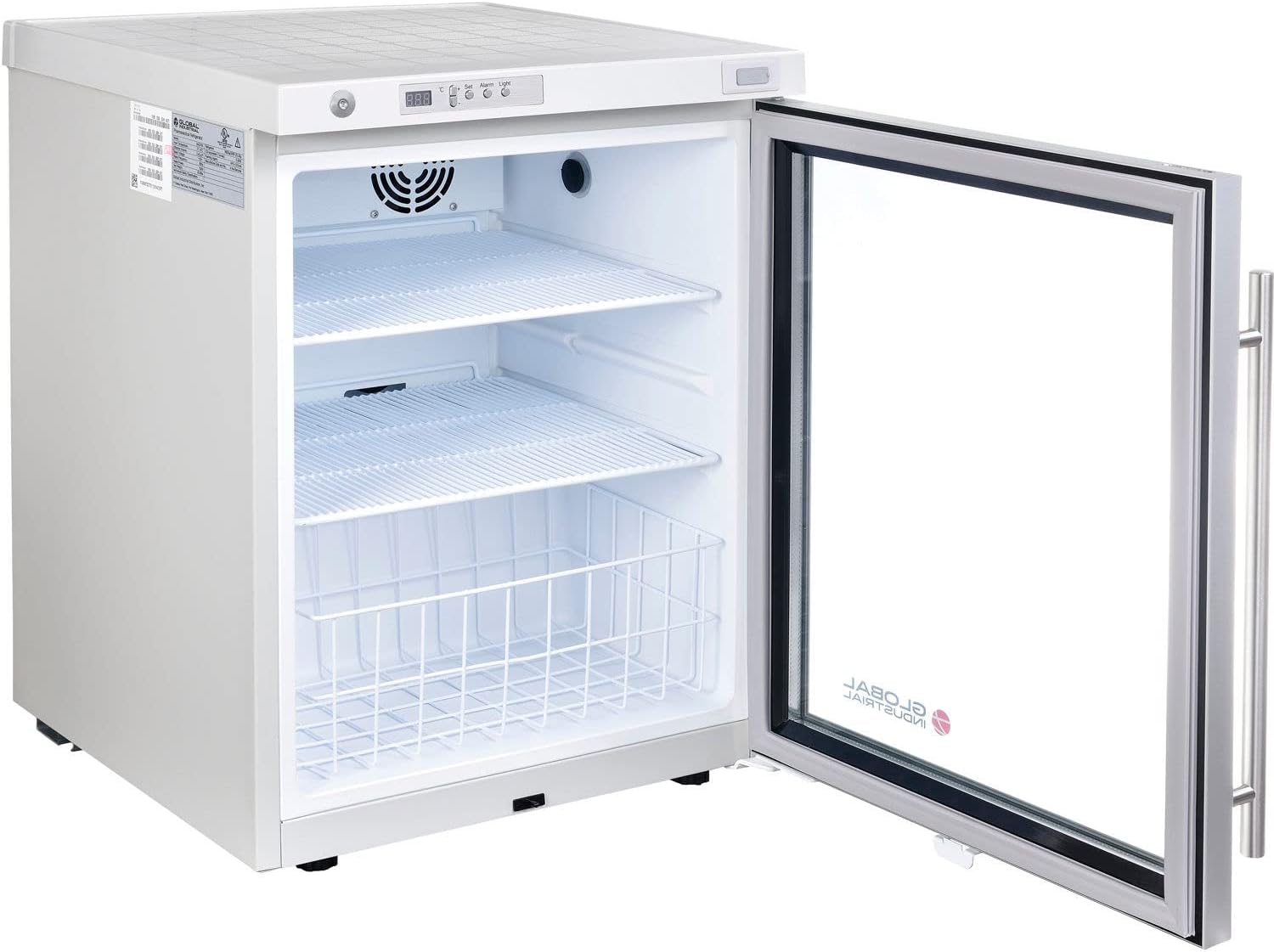 Global Industrial Undercounter Laboratory Refrigerator, Glass Door with Key Lock, 2.4 Cu.Ft. Capacity, 2°C to 8°C Temperature Range, 115V, Medical and Lab Refrigerator