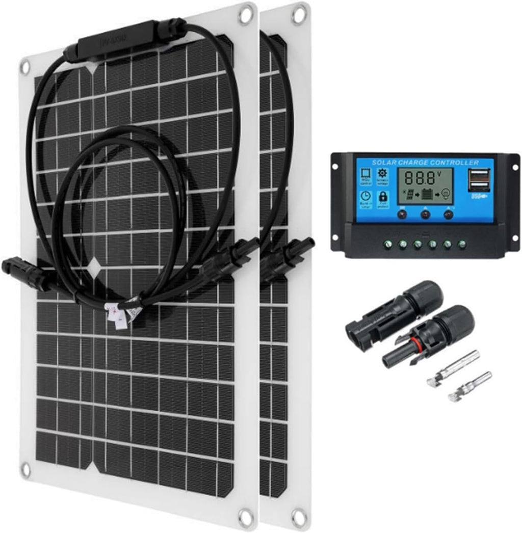 100W Solar Panel Kit 18V USB Power Portable Outdoor Rechargeable Solar Cell Solar Generator with 40A Controller for Camping, Travelling Solar Panel