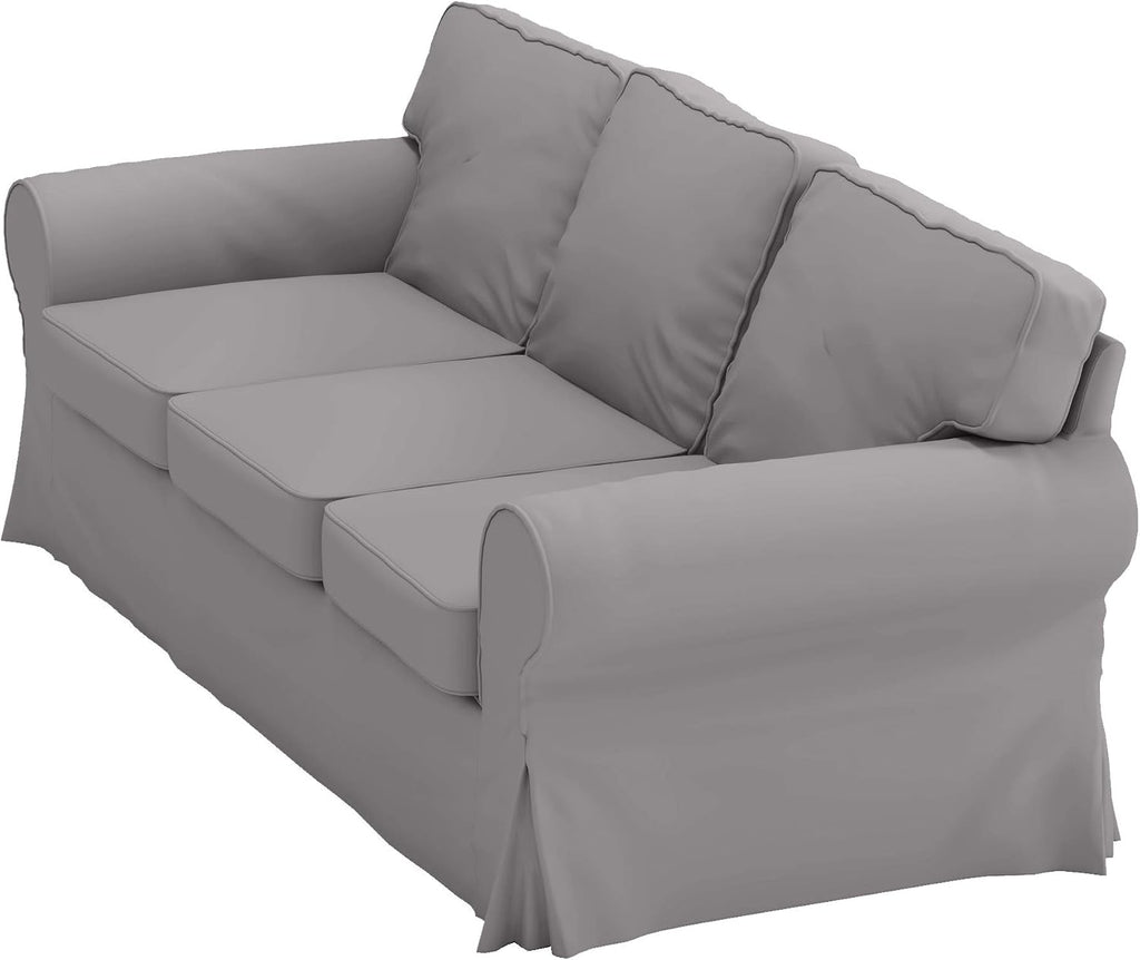 Heavy Cotton Ektorp 3 Seat Sofa Cotton Cover Replacement Compatible with IKEA Ektorp Three Seat Sofa Slipcover (Light Gray Durable Cotton)