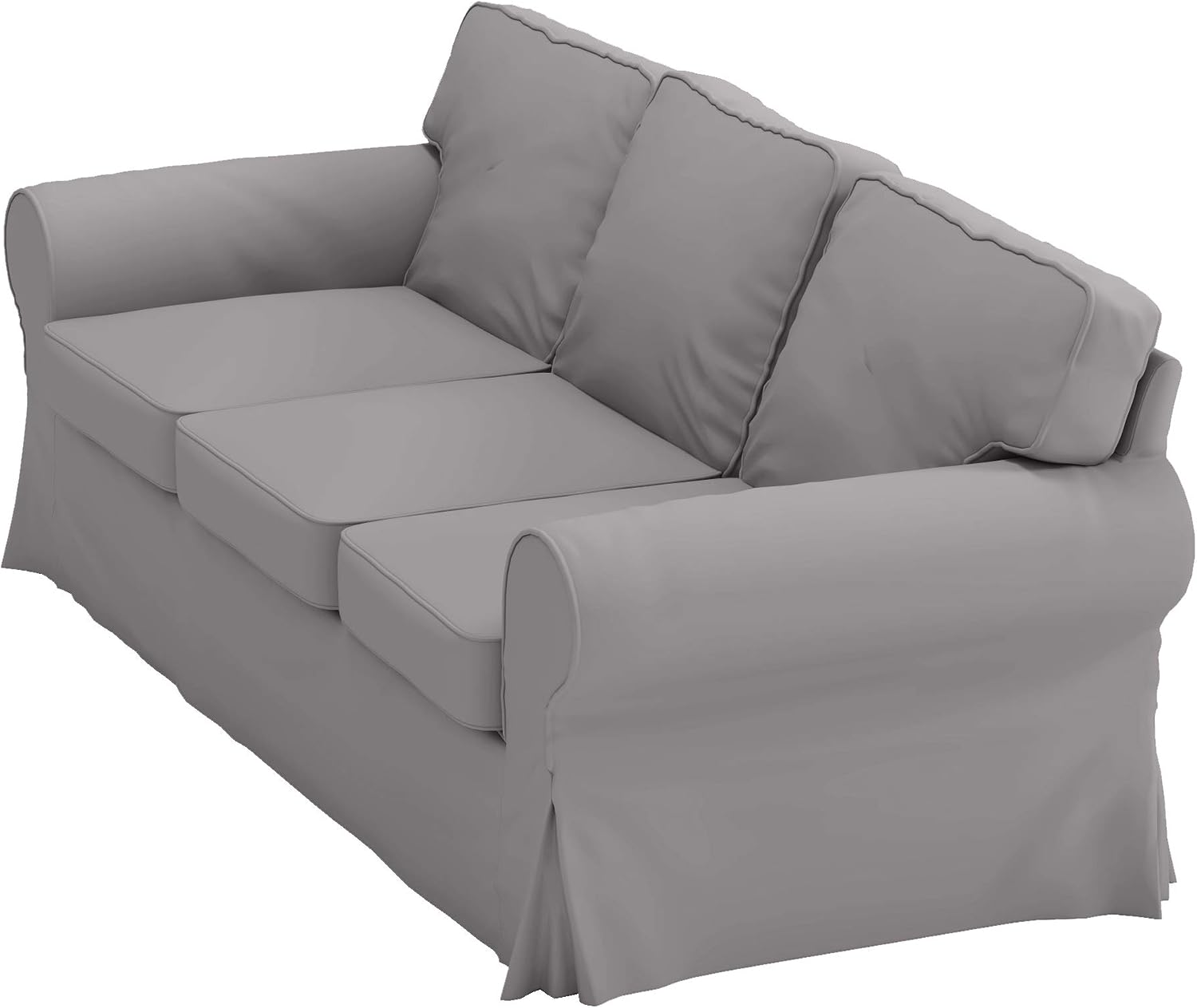Heavy Cotton Ektorp 3 Seat Sofa Cotton Cover Replacement Compatible with IKEA Ektorp Three Seat Sofa Slipcover (Light Gray Durable Cotton)