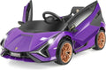 INFANS 12V Licensed Lamborghini Sian Kids Ride On Car with Parent Remote Control, Spring Suspension, MP3 Player, Electric Toy Roadster Carbon Fiber Textured for Toddler (Purple)