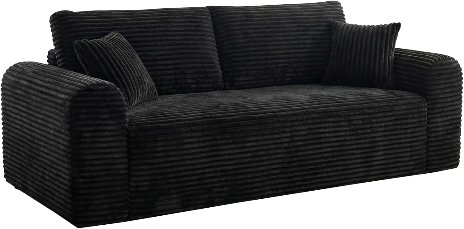Modern 3 Seater Cloud Loveseat Sofa Couch in a Box - 86.6'' High-Density Foam Boneless Love Seat Sofa with Deep Seating and Wider Rolled Armrest for Living Room | Breathable material, Anti-slip