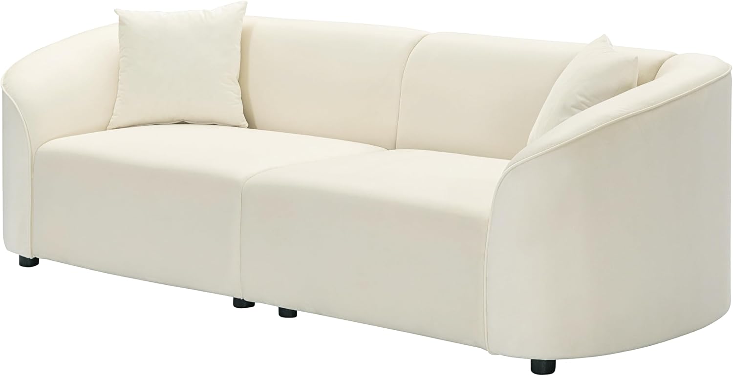 Merax 87' Large Couch, Comfy Upholstered Loveseat with Extra Deep Seats, Velvet Sofa for Living Room Apartment Office, Beige