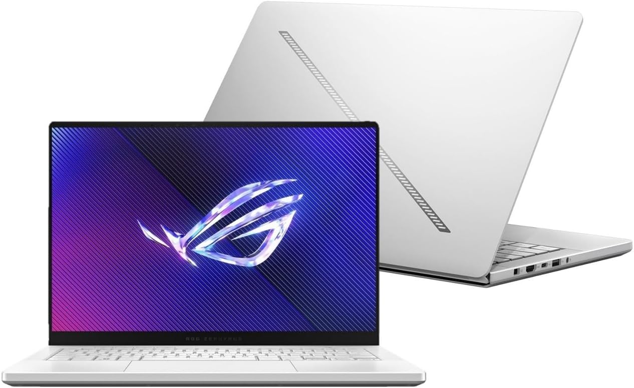EXCaliberPC [2024] ASUS ROG Zephyrus G14 GA403UV-G14.R94060 (AMD Ryzen 9 8945HS, 16GB RAM, 1TB NVMe SSD, NVIDIA GeForce RTX 4060, 14' 120Hz OLED, Windows 11) Gaming Laptop - Platinum White