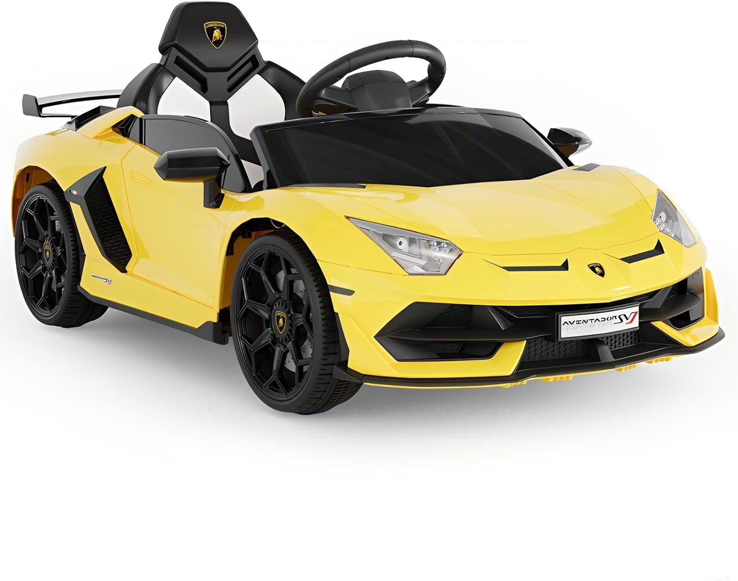 Garvee 12V Kids Electric Car with Remote Control, LED Lights & Sound System - Licensed Lamborghini Battery Powered Ride-On Toy for Boys & Girls (Yellow)