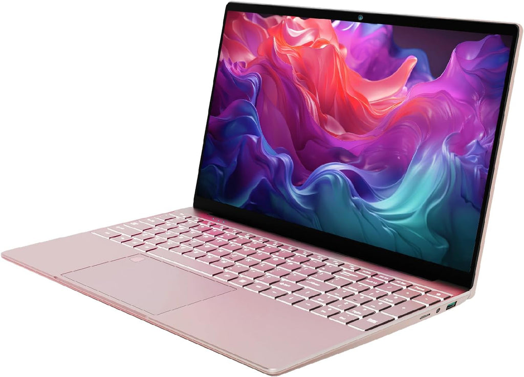 15.6' Laptop Computer, N95 Processor (4C4T, 1.7-3.4GHz) Gaming Laptop 16GB RAM 512GB PCIe SSD, FHD Display, Backlit Keyboard, Fingerprint Unlock, Students Business Laptop PC Win11 Pro OS,Rose Gold