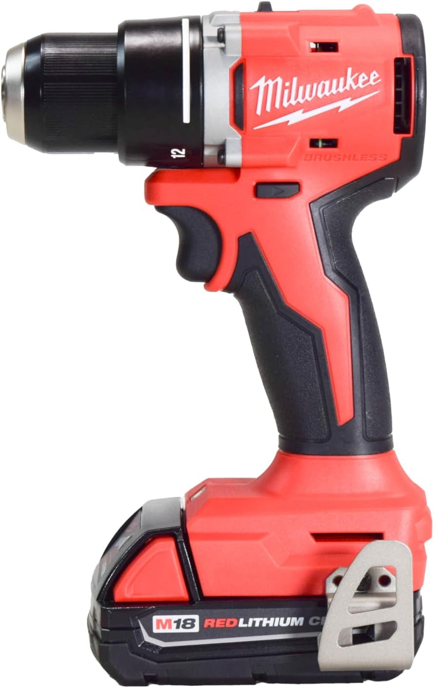 For Milwaukee 3601-21P 18V Lithium-Ion Brushless Cordless 1/2' Compact Drill/Driver Kit with 2.0 Ah Battery, Charger and Tool Bag