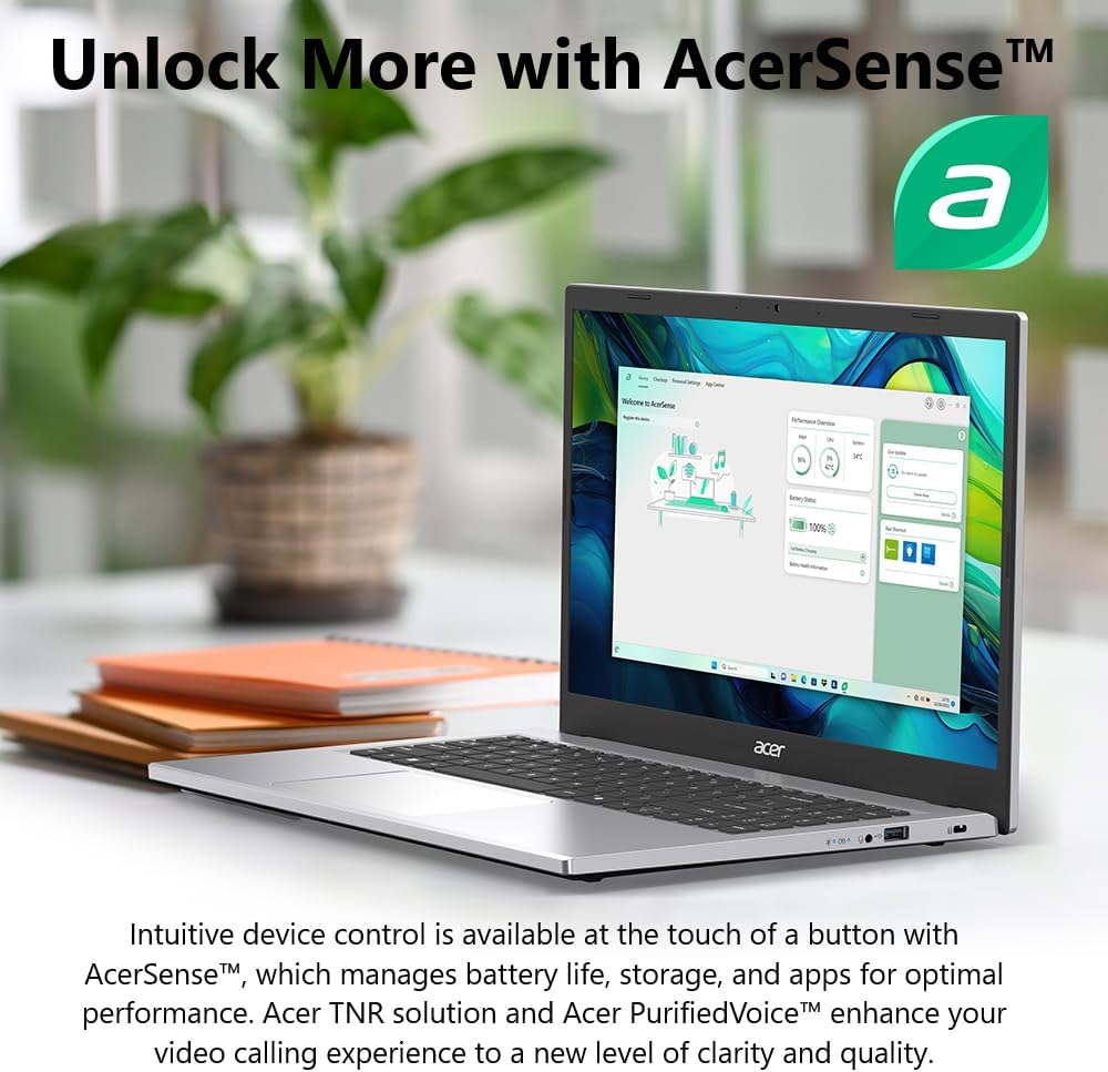acer Aspire Go 15 AI Ready Laptop | 15.6' FHD (1920 x 1080) IPS Display | AMD Ryzen 3 7320U | AMD Radeon 610M Graphics | 8GB LPDDR5 | 256GB PCIe Gen4 SSD | Wi-Fi 6 | Windows 11 Home | AG15-21P-R0RR
