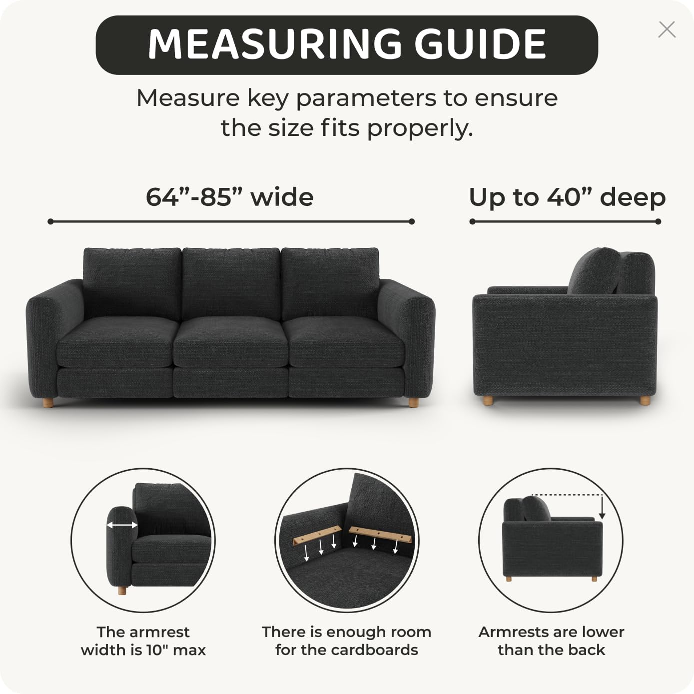 PAULATO BY GA.I.CO. Sofa Slipcover - Stretch Couch Cover - Stylish Cushion Sofa Cover - Soft Polyester Fabric Slip Cover - 1-Piece Form Fit Washable Protector for Pet - Microfibra Collection - Black