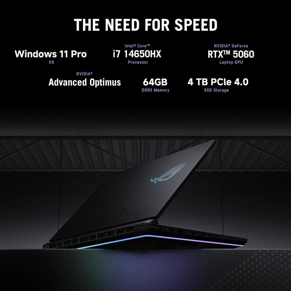 ASUS ROG Strix G16 Gaming Laptop 2025, NVIDIA GeForce RTX 5060, Intel i7 14650HX(16 Core, 24 Threads), 16 Inch FHD+ 165Hz Display, Wi-Fi 7, 64 GB DDR5 RAM, 4 TB SSD, Windows 11 Pro, Accessories