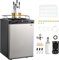 VEVOR Beer Kegerator, Triple Tap Commercial Draft Beer Dispenser for D system, Full Size Keg Refrigerator with 5lbs CO2 Tank, Hold 3 Sixth/2 Slim/3 Ball lock keg (3 taps - ball lock)