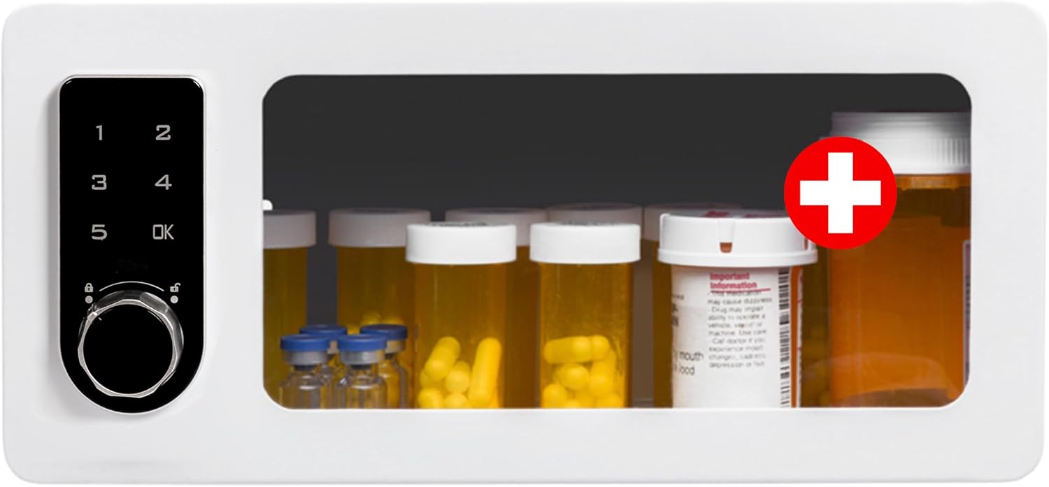 Medication Lock Box with Digital Keypad – Secure Storage Cabinet for Prescription Drugs, Insulin, Narcotics – Wall Mount or Refrigerator Safe – Touch Code Lock