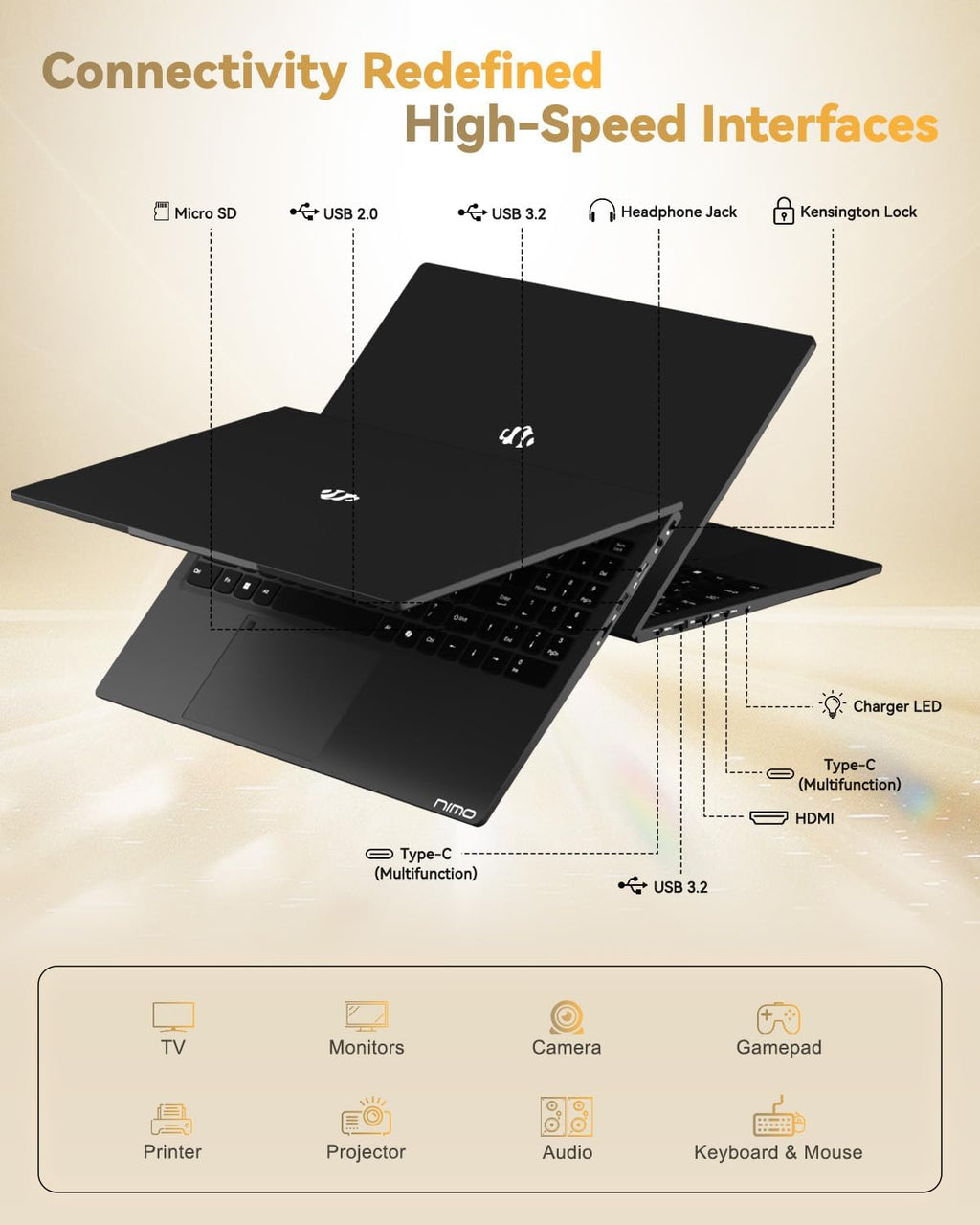 NIMO 15.6' Light-Gaming-Laptop, 8 Cores AMD Ryzen 7 Pro 6850U 16GB LPDDR5 RAM 2TB SSD (Beat i7-1360P Up to 4.7GHz) AMD Radeon 680M GPU IPS FHD Computer with 100W Type-C Fingerprint Backlit Keyboard