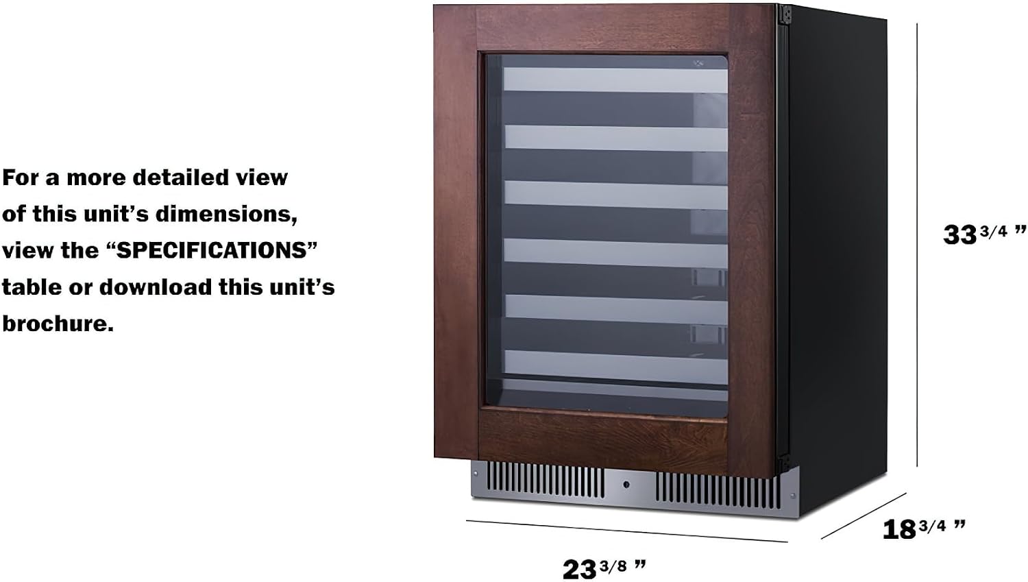 Summit 24 Inch Wine Cellar Shallow Depth Wine Refrigerator, Dimmable LED Light, Lock, Commercial or Residencial Use- SDHW2442PNRLHD (LHD, Panel Ready) (Panel not included)