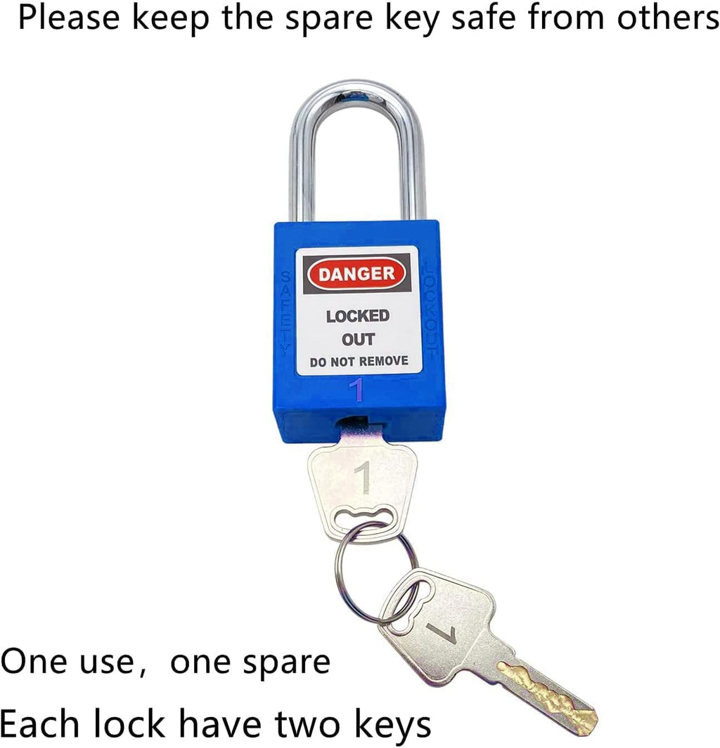 SAFBY 50 Keyed Different Lockout Tagout Locks with 50 Lock Out Tag Out Tags - Loto Safe Padlocks for Lock Out Tag Out Stations and Devices (1-50 Blue)
