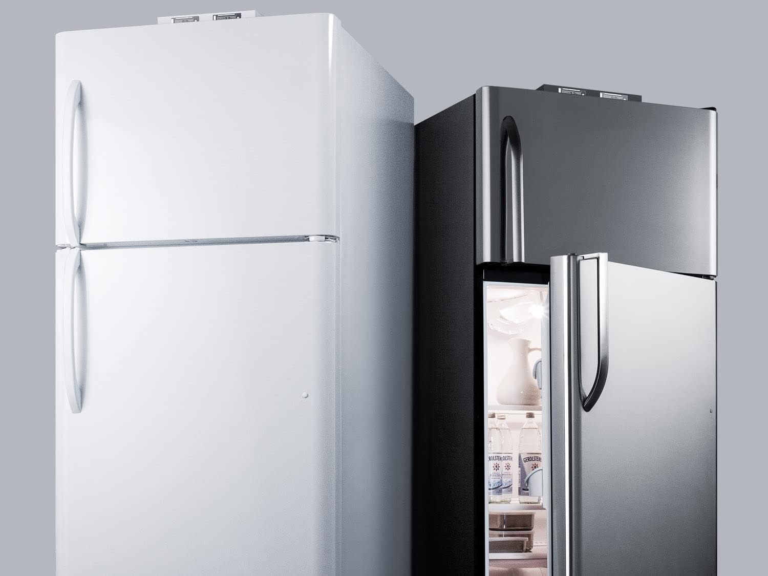 Summit Appliance BKRF21W 30' Wide 21 Cu.Ft. Break Room Refrigerator-Freezer in White with NIST Calibrated Alarm/Thermometers, Interior Light, Adjustable Shelves, Adjustable Thermostat
