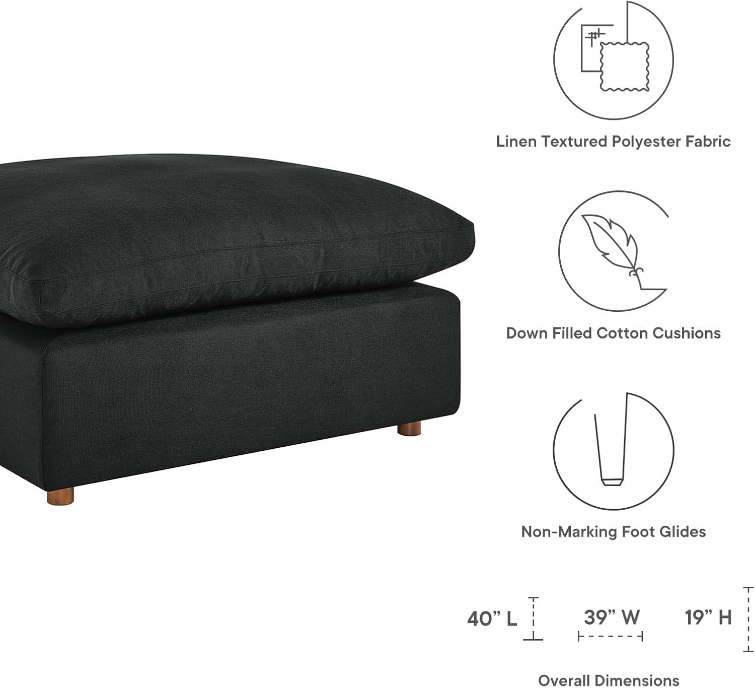 Modway Commix Down-Filled Overstuffed Upholstered 4-Piece Sectional Sofa