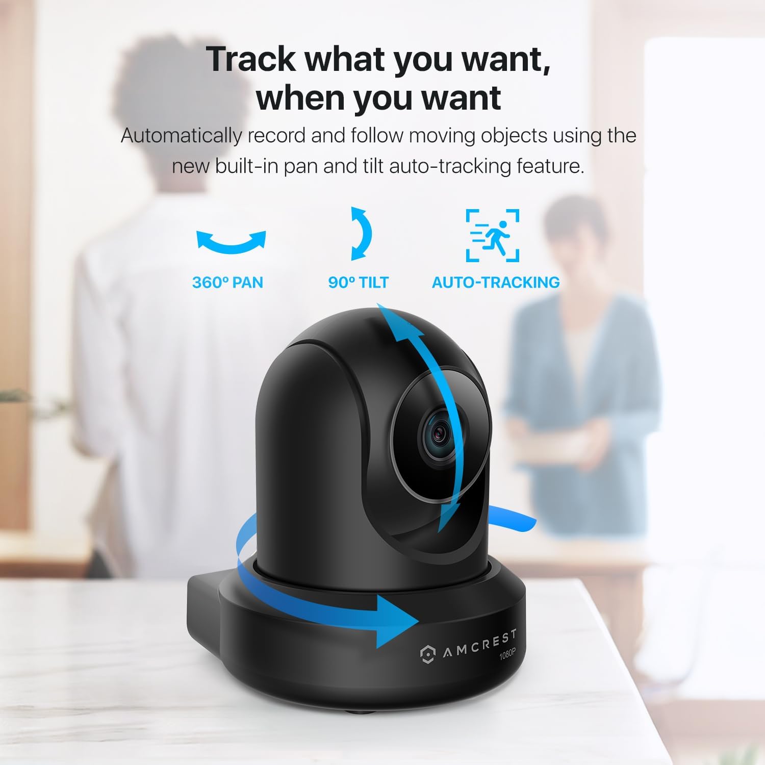 Amcrest 2-Pack 1080p WiFi Camera Indoor, 2MP Pan/Tilt Home Security Camera, Auto-Tracking, Motion & Audio Detection, Enhanced Browser Compatibility, H.265, Two-Way Talk 2PACK-IP2M-841B-V3 (Black)