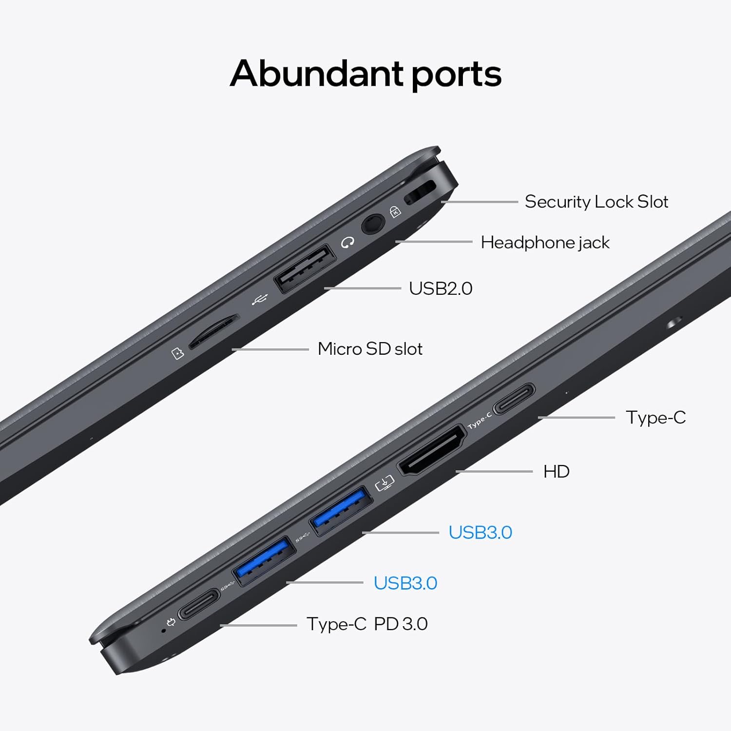 UOWAMOU 15.6 IPS-FHD-Laptop, 12GB LPDDR5 RAM 1TB NVMe SSD Laptop Quad Core N95 (up to 3.4GHz), Multi-Ports Lightweight Computer for Student-Home WiFi 5 BT5.0