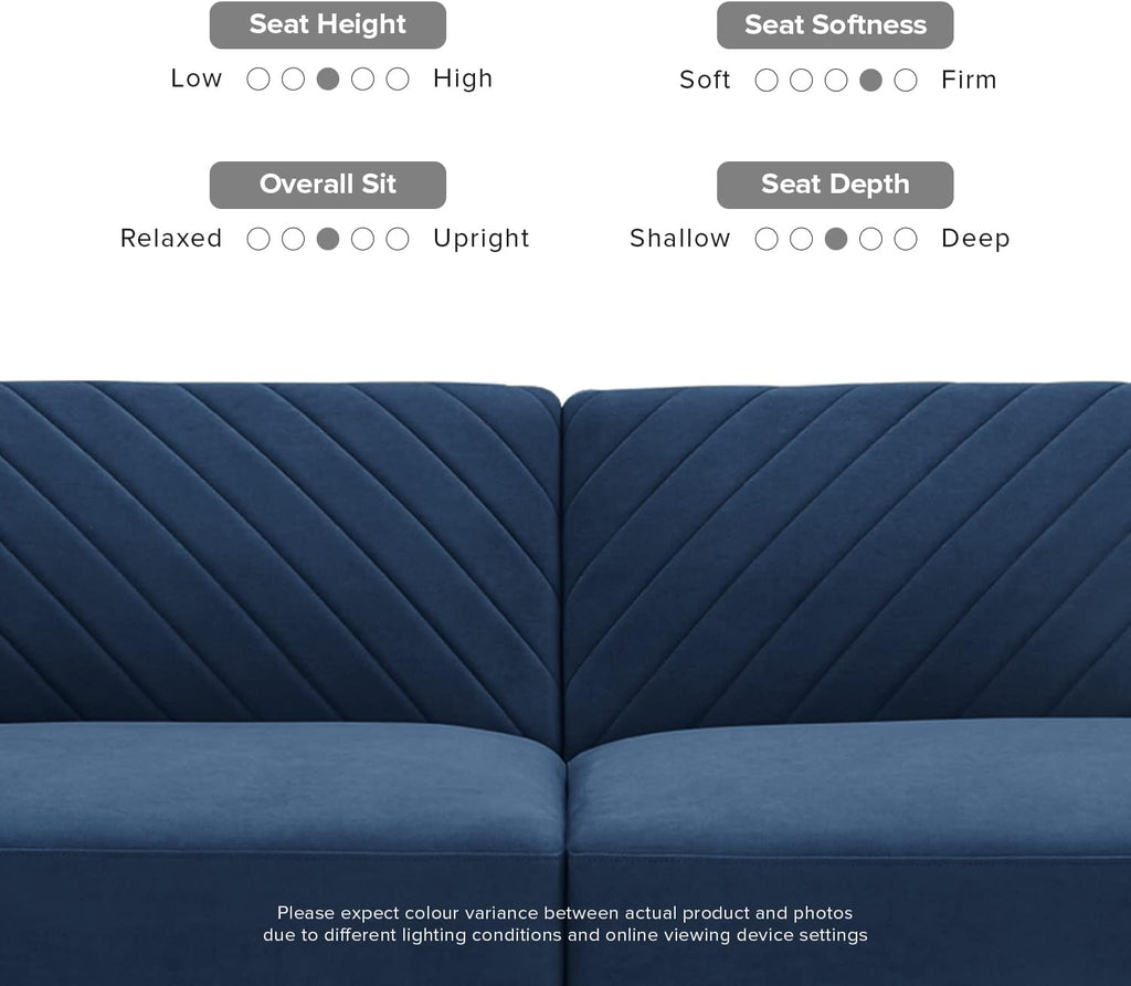 mopio 76.4' Futon Sofa Bed, Couch, Loveseat, Sleeper Sofa, Mid Century Modern Futon Couch, Sofa Cama, Couches for Living Room (Classic Blue Velvet)