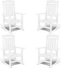 FOOWIN Outdoor Rocking Chair Set of 4, High Back Patio Rocking Chair, HDPE All Weather Resistant Porch Rocker for Adult, Oversized Rocking Chairs for Garden, Lawn, Indoor & Outdoor Use, White