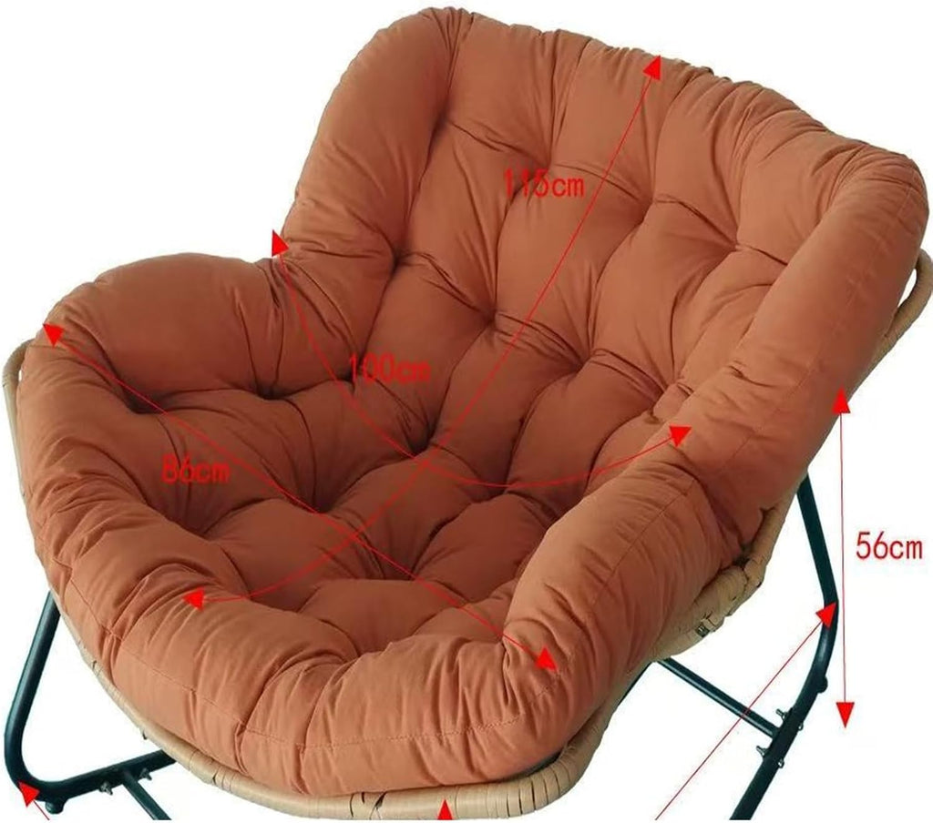 Outdoor Rocking Chair Cushion – Waterproof Wicker Egg Chair Replacement Pad, Thick Papasan Seat Cushion for Indoor & Outdoor Patio, Porch, Balcony, or Garden(Khaki)